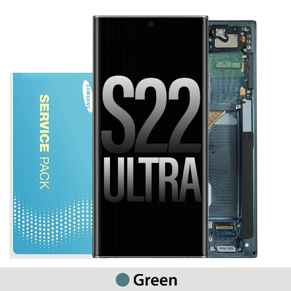 Samsung Galaxy S22 Ultra 5G S908B OLED Screen Replacement Digitizer GH82-27488D/27489D (Gold)-Green Samsung Galaxy S22 Ultra 5G S908B OLED Screen Replacement Digitizer GH82-27488D/27489D (Gold)-Green
